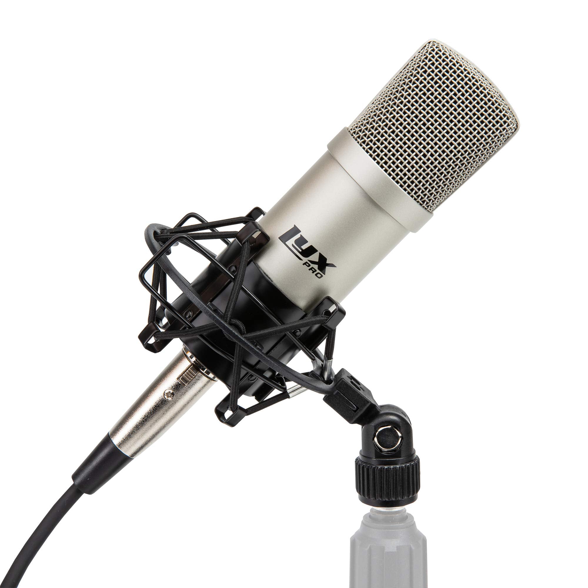 LyxPro Condenser Microphone for Studio, Vocals, Instruments, Podcasting and Professional Recordings with Shockmount, Mic Stand,